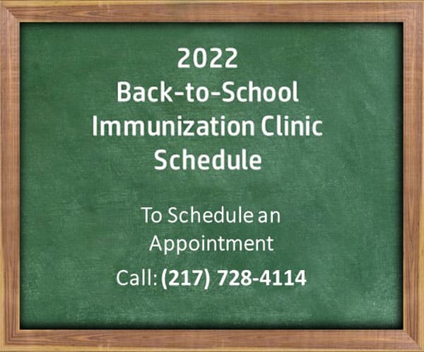 2022 Back-to-School Immunization Clinic Schedule
