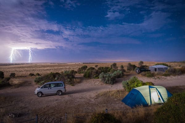 Dangerous lighting strikes near campsite