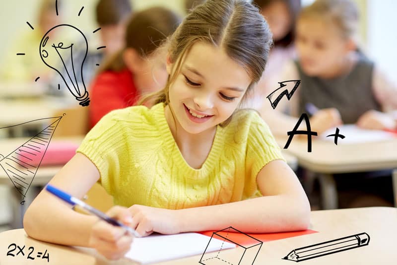 Student sitting at desk learning