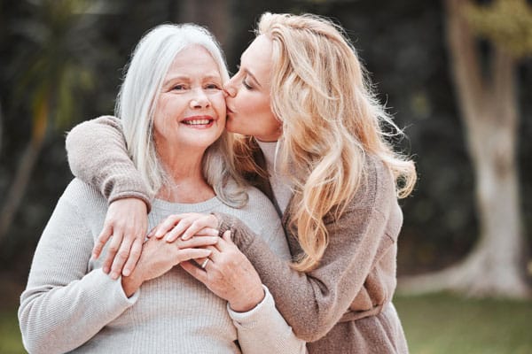 Women and mother showing affection