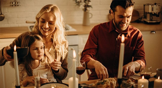 holiday meal family having meal at the table