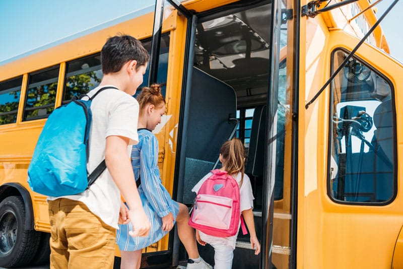 school bus picking up children
