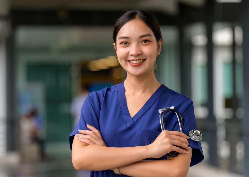 Smiling nurse Open positions for full- and part-time nurses.